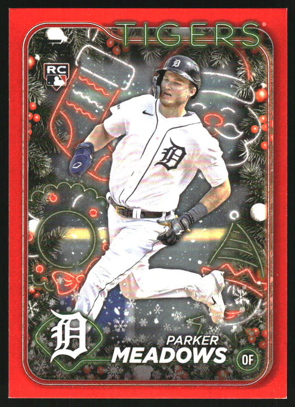 2024 Topps Holiday Red Metallic Holiday Tree #H149 Parker Meadows /10