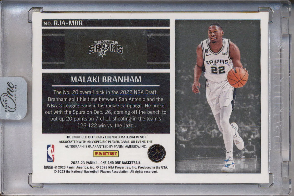 2022-23 Panini One & One Rookie Jersey Red #RJA-MBR Malaki Branham RC Auto /25 - Image 2