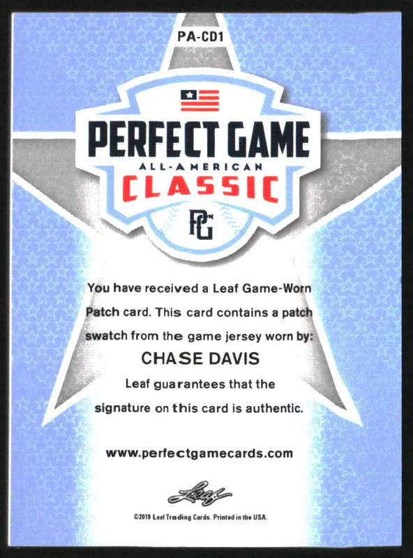 2019 Leaf Metal Perfect Game All-American Auto Pink Chase Davis /8 - Image 2