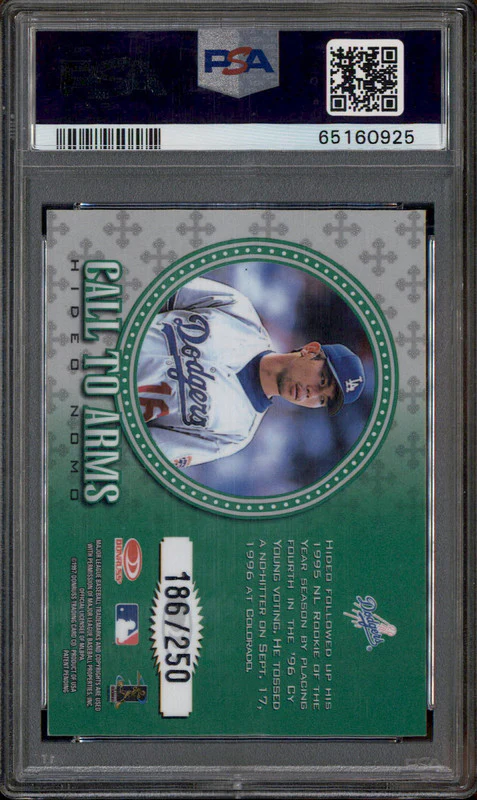 1998 Donruss Crusade Green Hideo Nomo /250 PSA 8 - Image 2