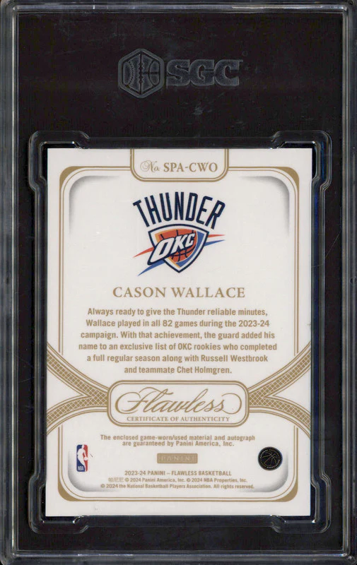 2023 Panini Flawless Prime Auto Ruby #SPA-CWO Cason Wallace RC /15 SGC 10 - Image 2