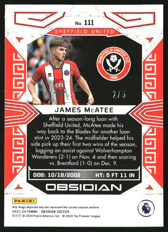 2023 Panini Obsidian Electric Etch Green #111 James McAtee /5 - Image 2