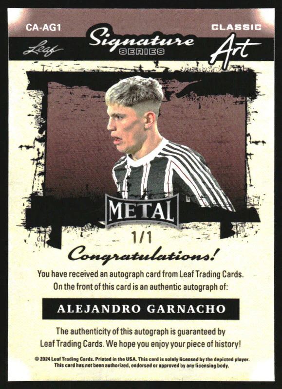 2024 Leaf Signature Classic Art Lava Autograph Alejandro Garnacho Auto 1/1 - Image 2
