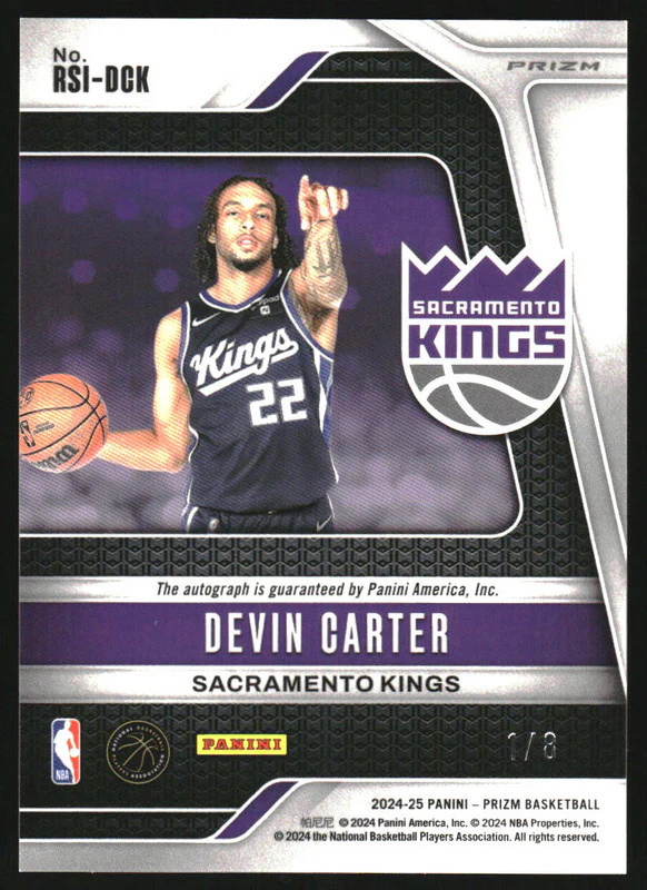 2024-25 Panini Prizm Rookie Signatures Choice Green Devin Carter RC Auto /8 - Image 2