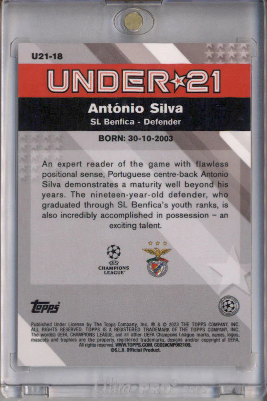 2022 Topps Merlin Chrome UEFA U21 Stars SuperFractor Antonio Silva RC 1/1 - Image 2