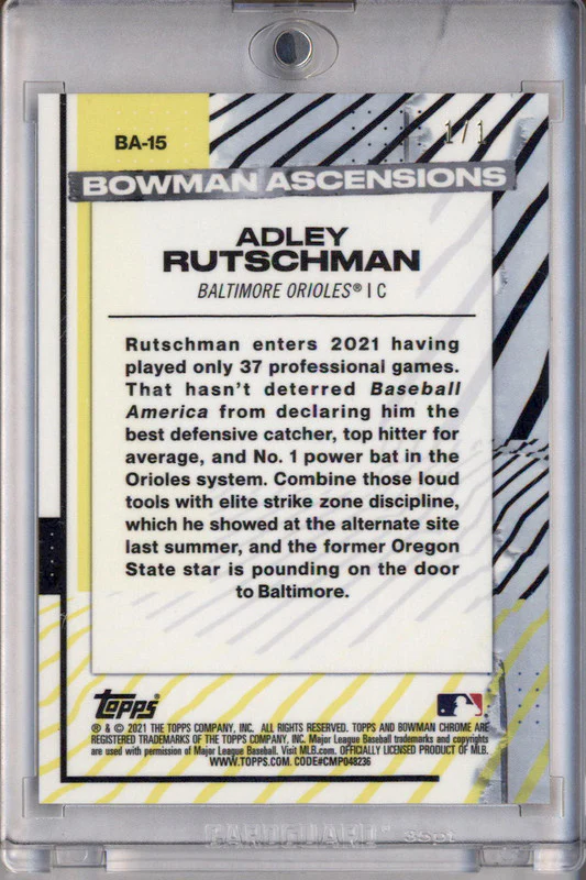 2021 Bowman Chrome Ascensions Mojo Refractor Rose Gold #BA15 Adley Rutschman 1/1 - Image 2