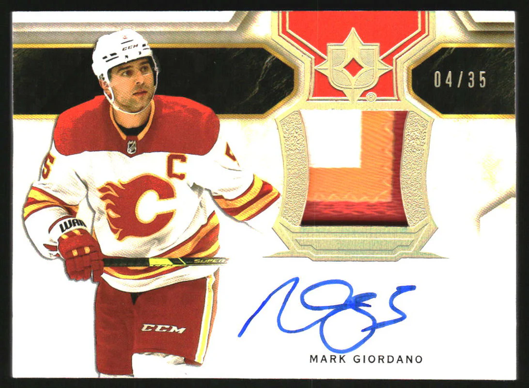 2020-21 Ultimate Collection Premium Material Signatures Mark Giordano Auto /35