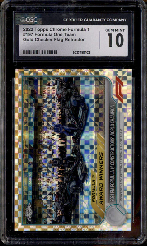 2022 Topps Chrome Formula 1 Gold Checker Flag #197 Formula One Team /50 CGC 10