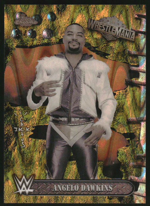 2025 Topps Chrome WWE Cactus Jack Wrestlemania Gold Ray Wave Angelo Dawkins /50