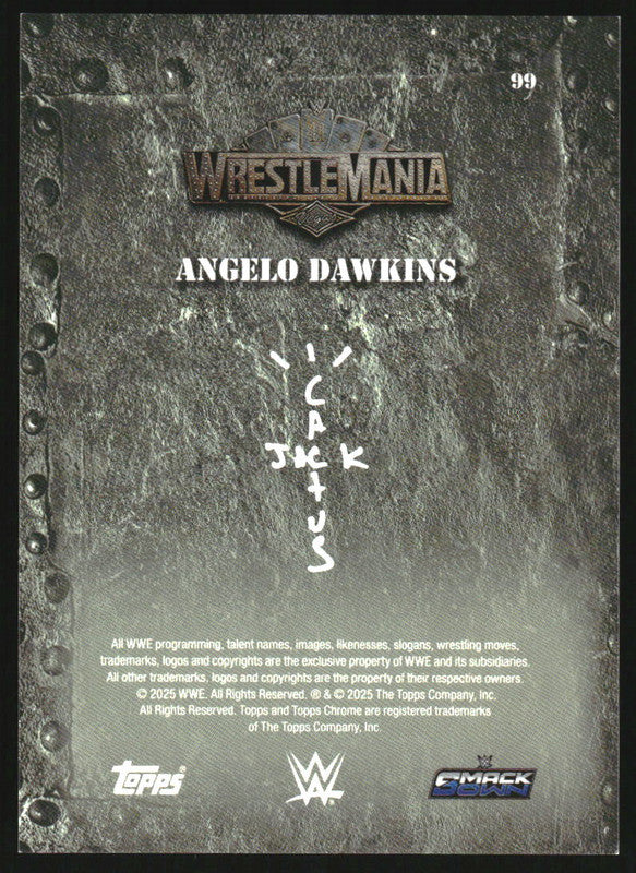 2025 Topps Chrome WWE Cactus Jack Wrestlemania Gold Ray Wave Angelo Dawkins /50 - Image 2