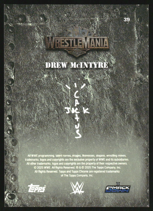 2025 Topps Chrome WWE Cactus Jack Wrestlemania Black Ray Wave Drew McIntyre /10 - Image 2