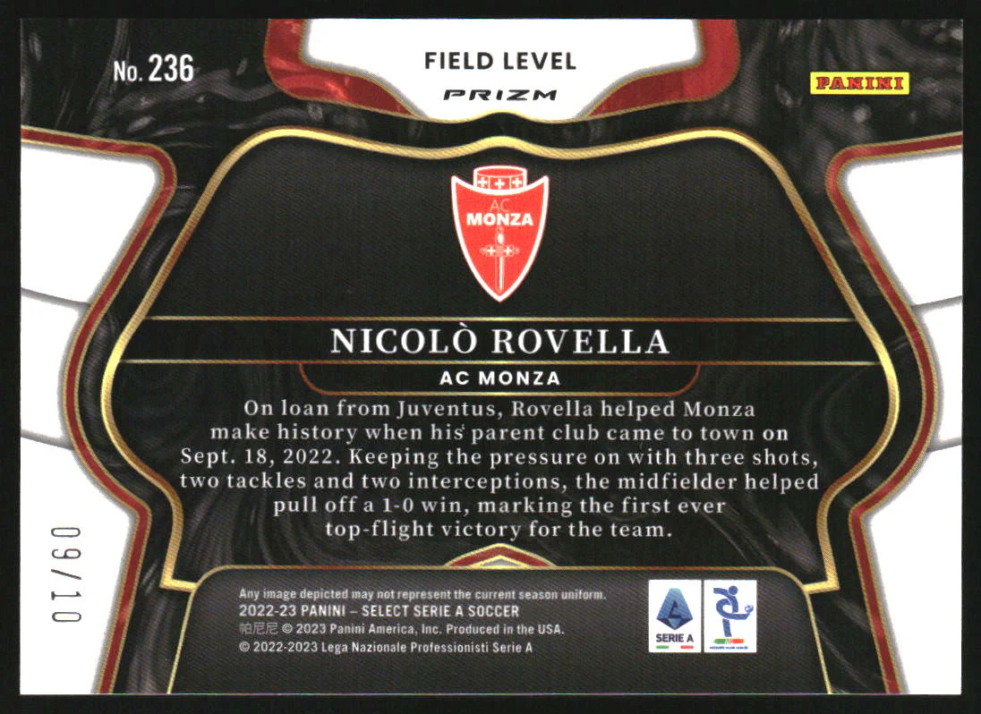 2022-23 Select Serie A Gold #236 Nicolo Rovella /10 - Image 2
