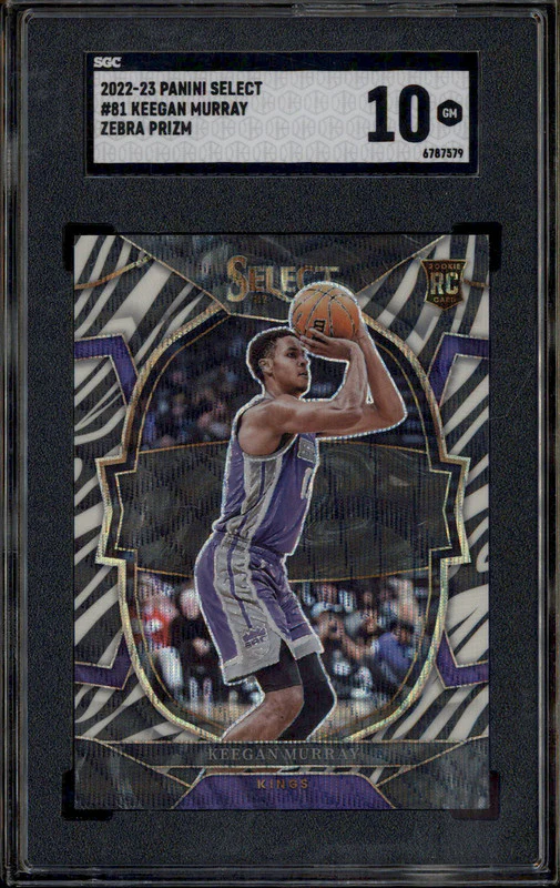 2022-23 Panini Select Zebra Prizm #81 Keegan Murray RC SGC 10