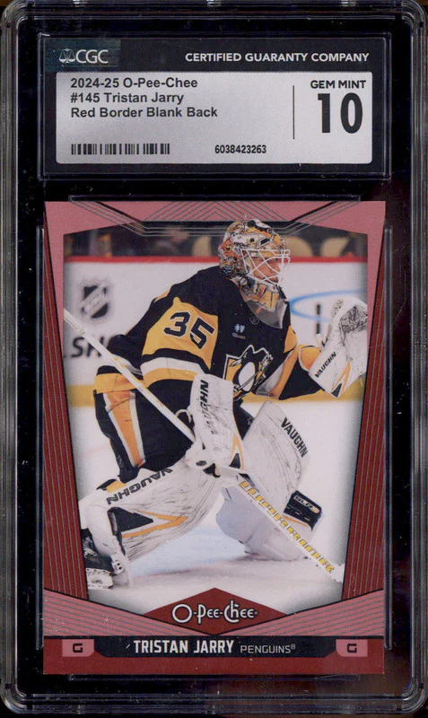 2024 OPC Red Border Blank Back #145 Tristan Jarry 1/1 CGC 10