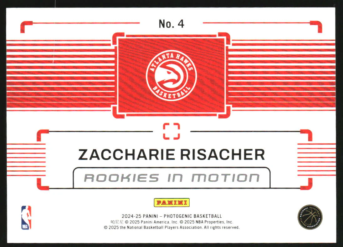 2024-25 Panini Photogenic Rookies In Motion Lava #4 Zaccharie Risacher /15 - Image 2