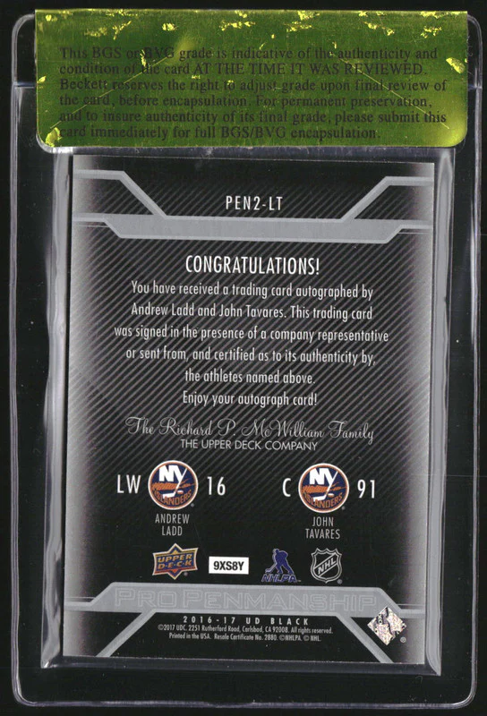 2016 UD Black Pro Penmanship Combos Spectrum Andrew Ladd John Tavares Auto /20 - Image 2