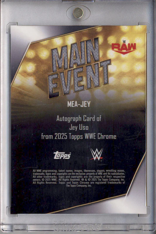 2025 Topps Chrome WWE Main Event Autographs Black Refractors Jey Uso Auto /10 - Image 2