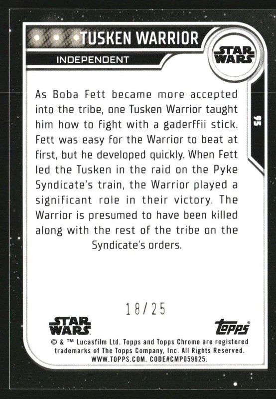 2023 Topps Chrome Star Wars Orange Refractors #95 Tusken Warrior /25 - Image 2