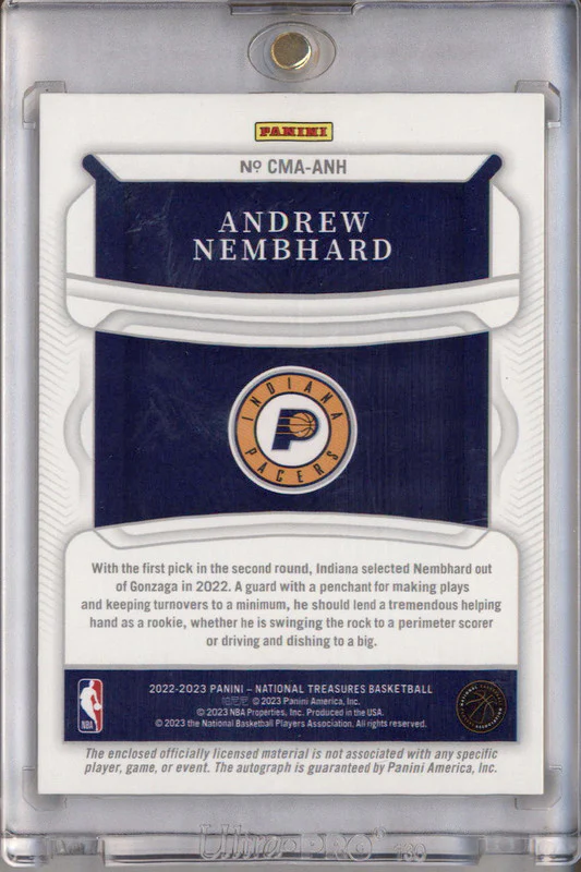 2022 National Treasures Colossal Material Prime Andrew Nembhard RC Auto /25 - Image 2