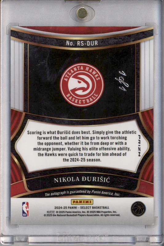 2024 Select Rookie Signatures White Sparkle Prizm SP Nikola Durisic Auto 1/1 - Image 2