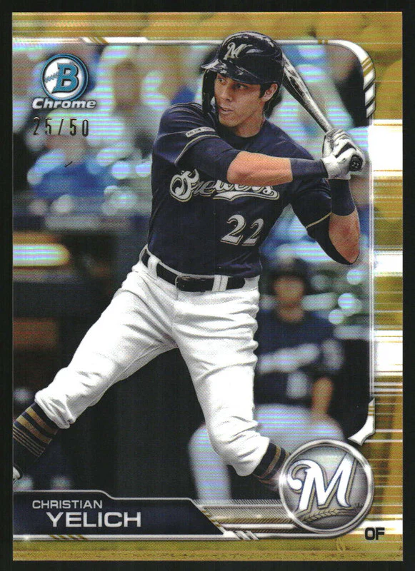 2019 Bowman Chrome Gold Refractor #63 Christian Yelich /50