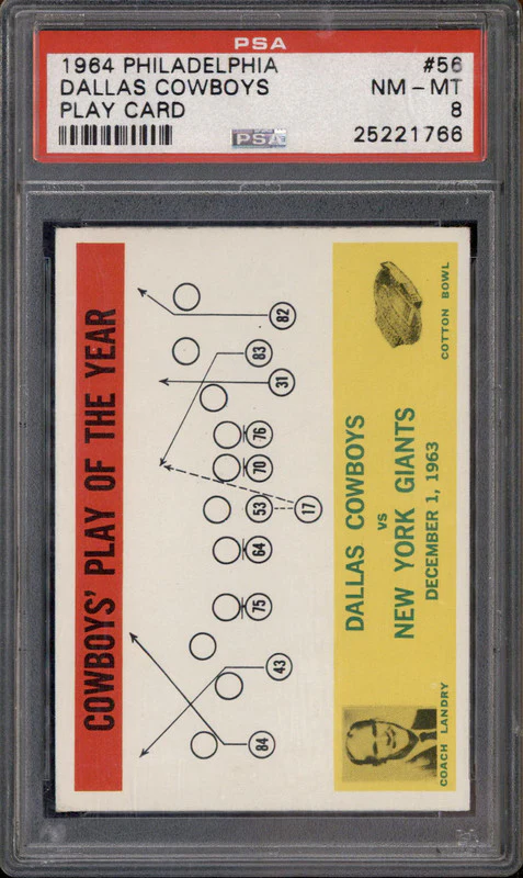 1964 Philadelphia #56 Cowboys Play of the Year - Tom Landry PSA 8