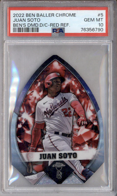 2022 Topps Chrome Ben Baller Diamond Die Cut Red Refractor Juan Soto /5 PSA 10