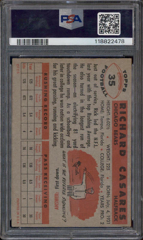 1956 Topps #35 Rick Casares PSA 4 - Image 2
