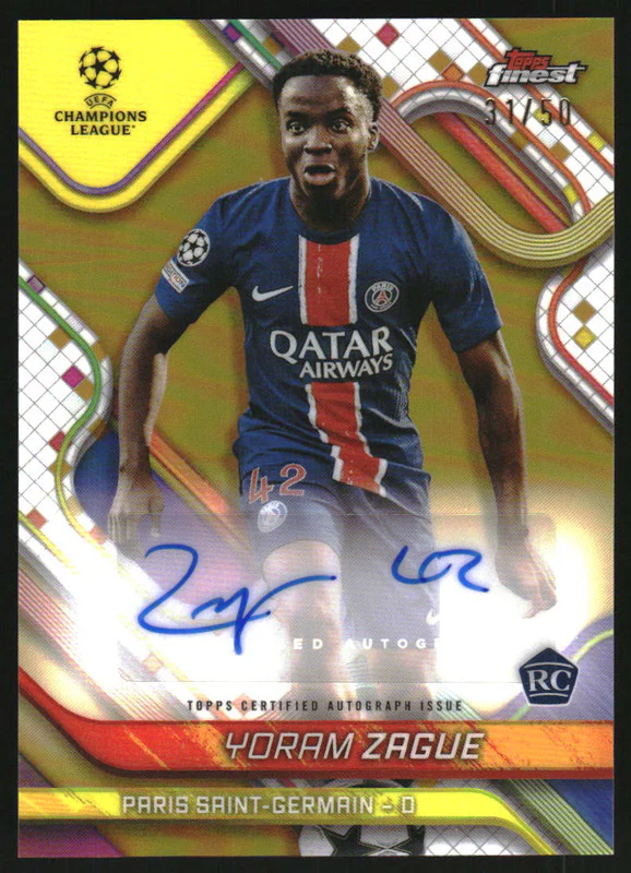 2024-25 Topps Finest UEFA Gold Refractor #BAYZ Yoram Zague Autograph RC Auto /50
