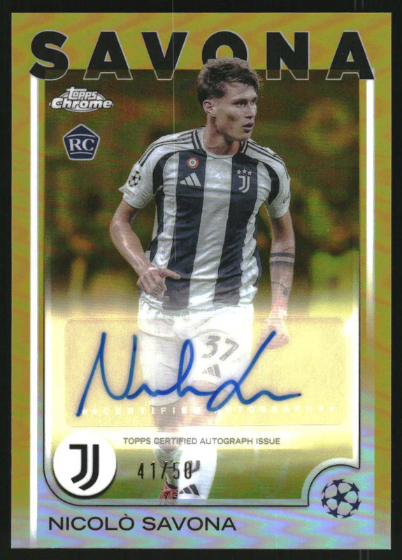 2024-25 Topps Chrome Autographs Gold Refractor #CA-NI Nicolo Savona Auto /50