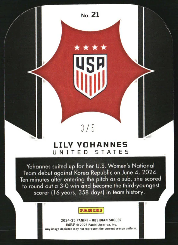 2024-25 Panini Obsidian Supernova Electric Etch Green #21 Lily Yohannes /5 - Image 2