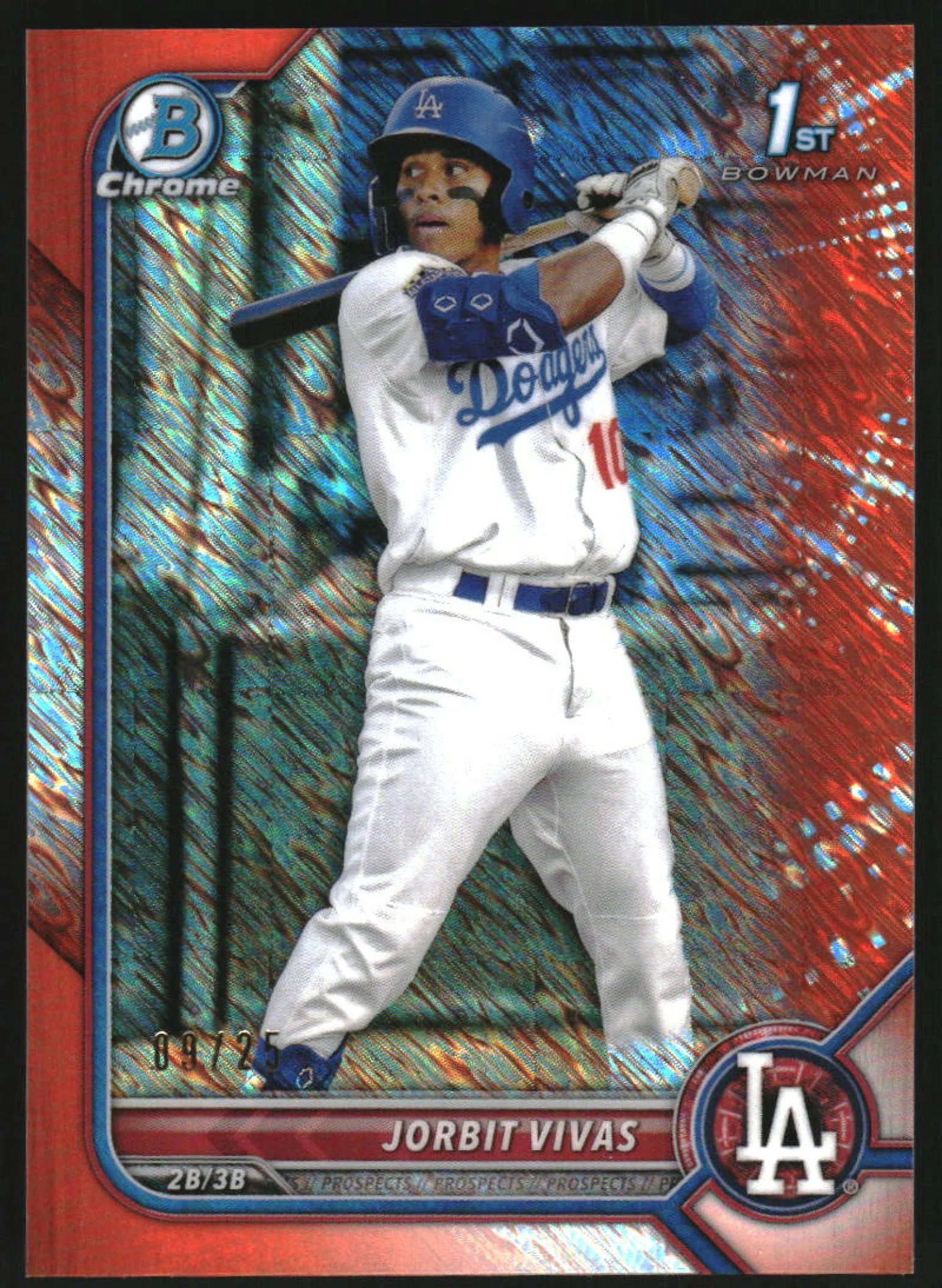 2022 Bowman Chrome Prospects Orange Shimmer Refractor #BCP-24 Jorbit Vivas /25