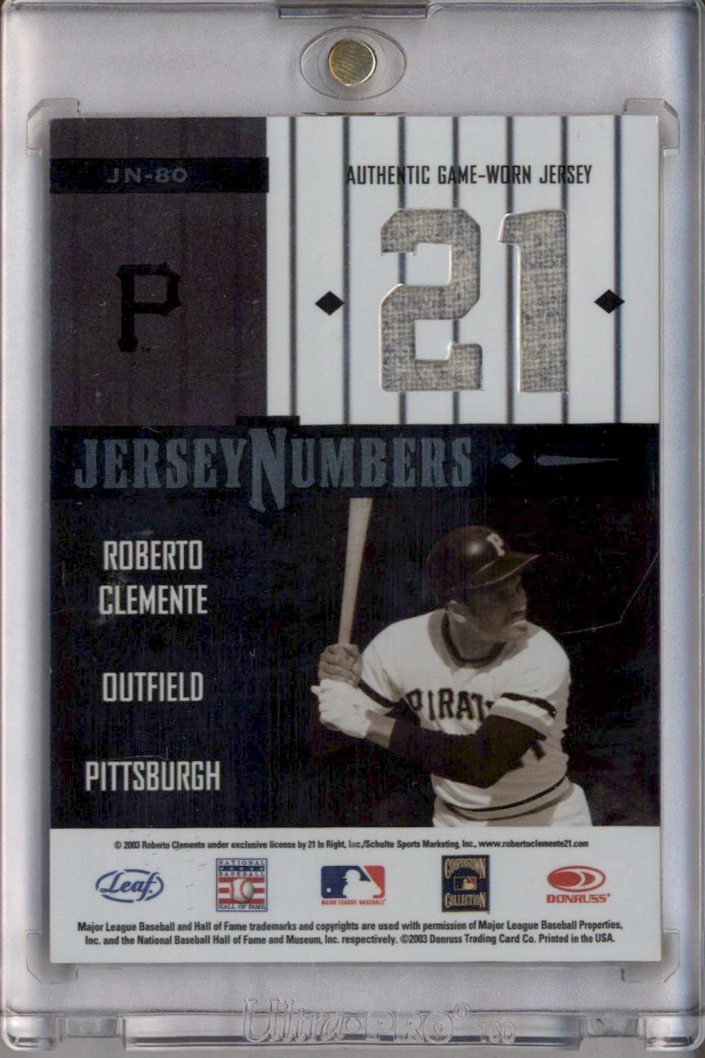 2003 Leaf Limited Jersey Numbers #JN-80 Willie Stargell Roberto Clemente MEM /5 - Image 2