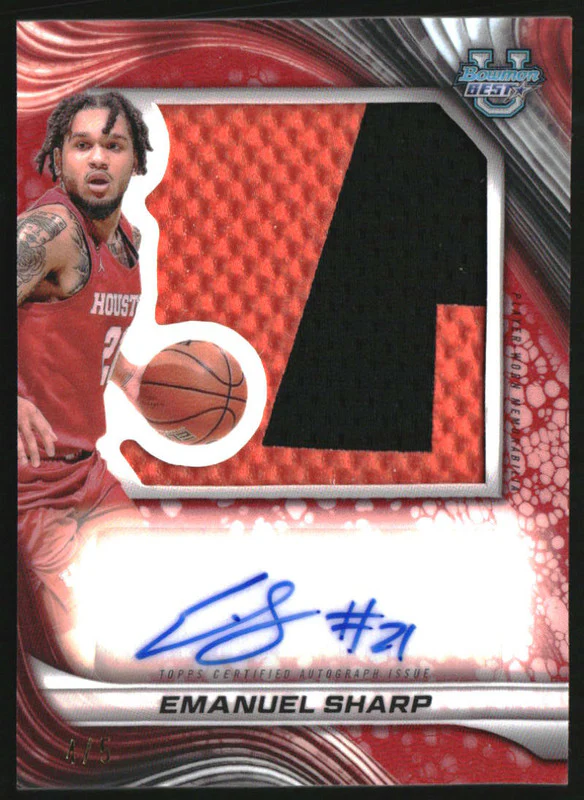 2024 Bowman's Best University Prospect Jumbo Relic Red Emanuel Sharp Auto /5