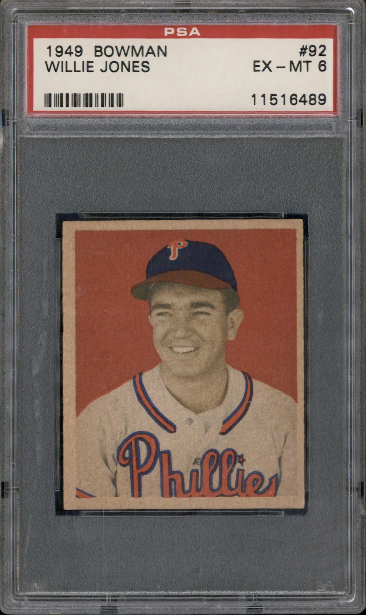1949 Bowman #92 Willie Jones RC PSA 6