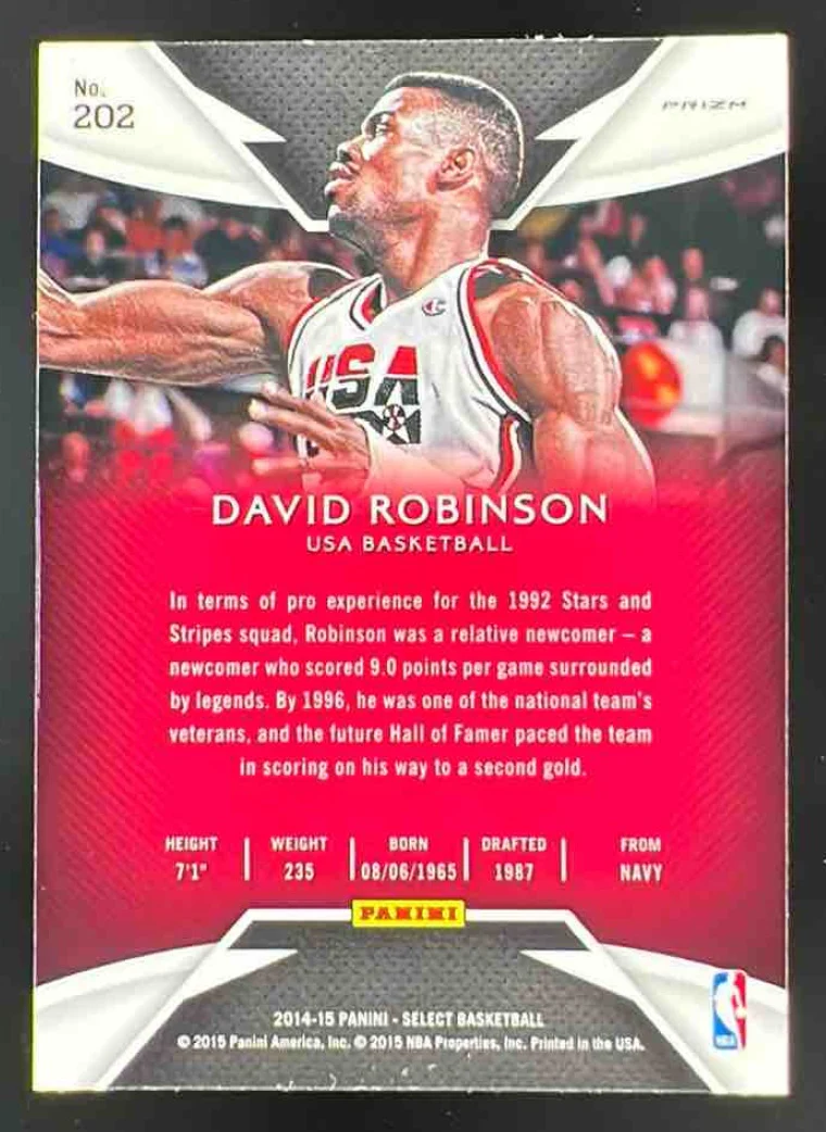 2014-15 Panini Select Prizms Purple and White #202 David Robinson - Image 2