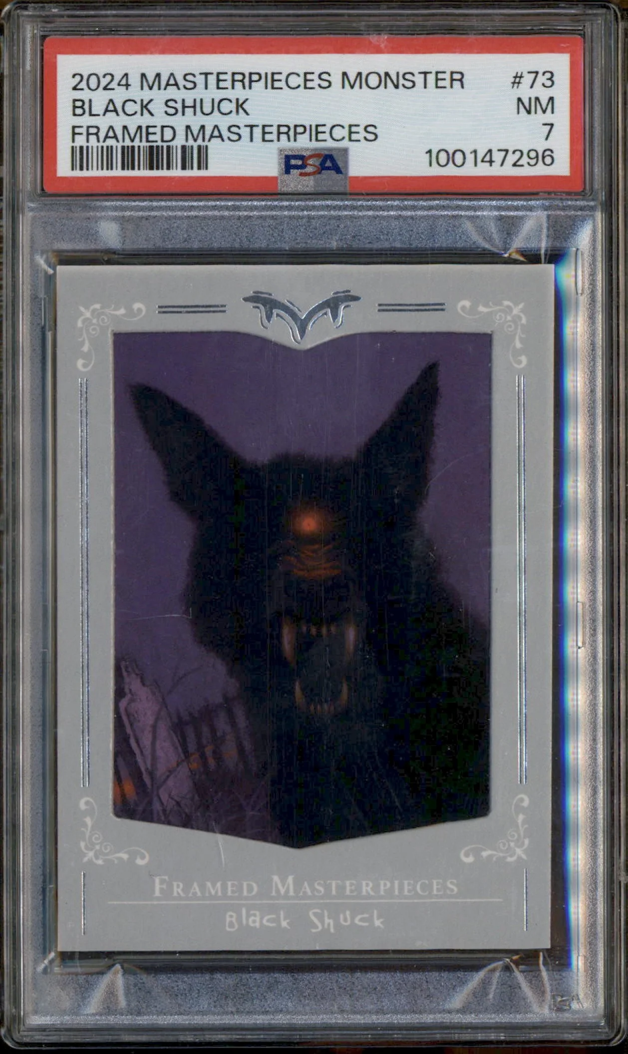 2024 Masterpieces Monster Framed Masterpieces #73 Black Shuck /49 PSA 7