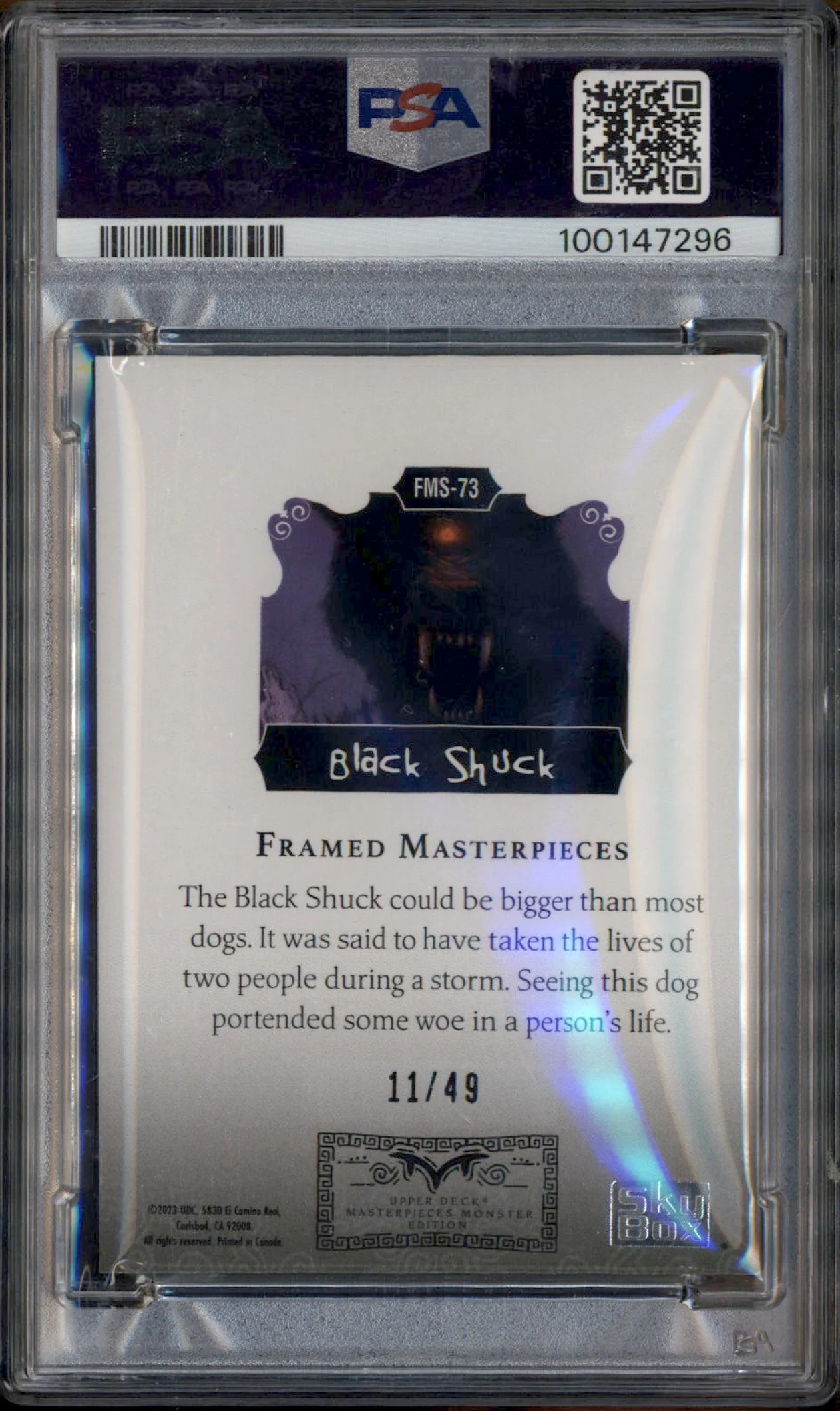 2024 Masterpieces Monster Framed Masterpieces #73 Black Shuck /49 PSA 7 - Image 2
