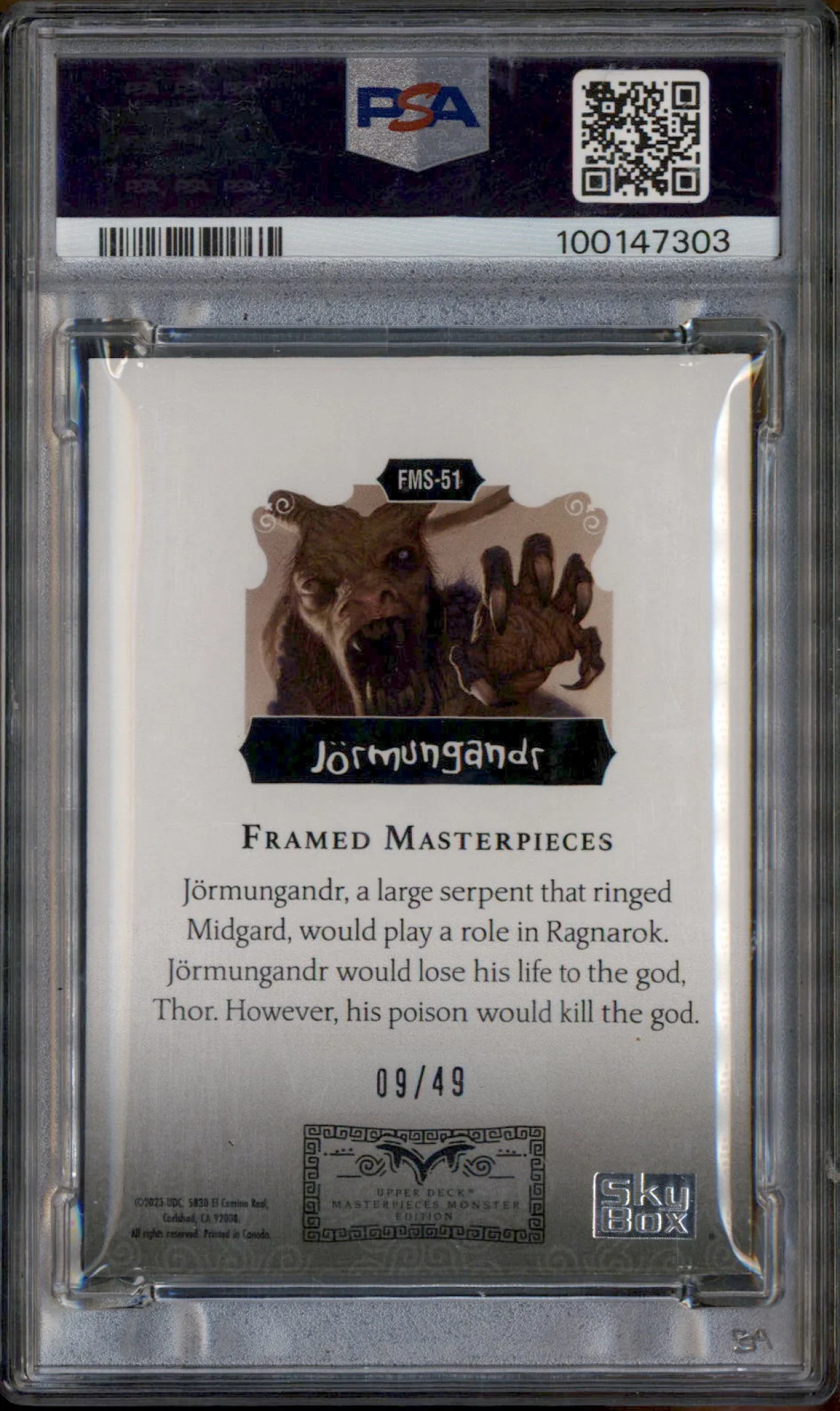 2024 Masterpieces Monster Framed Masterpieces #51 Jormungandr /49 PSA 8 - Image 2