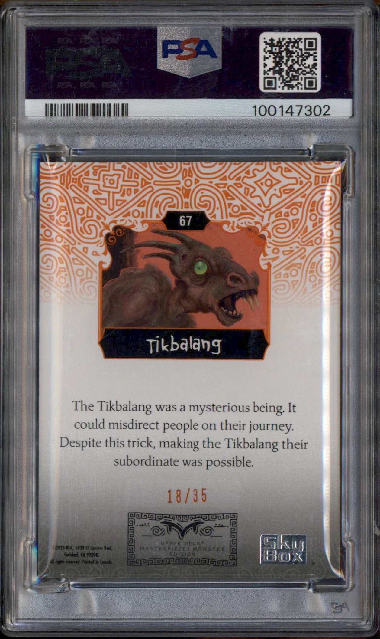 2024 Masterpieces Monster Legendary Orange #67 Tikbalang /35 PSA 8 - Image 2