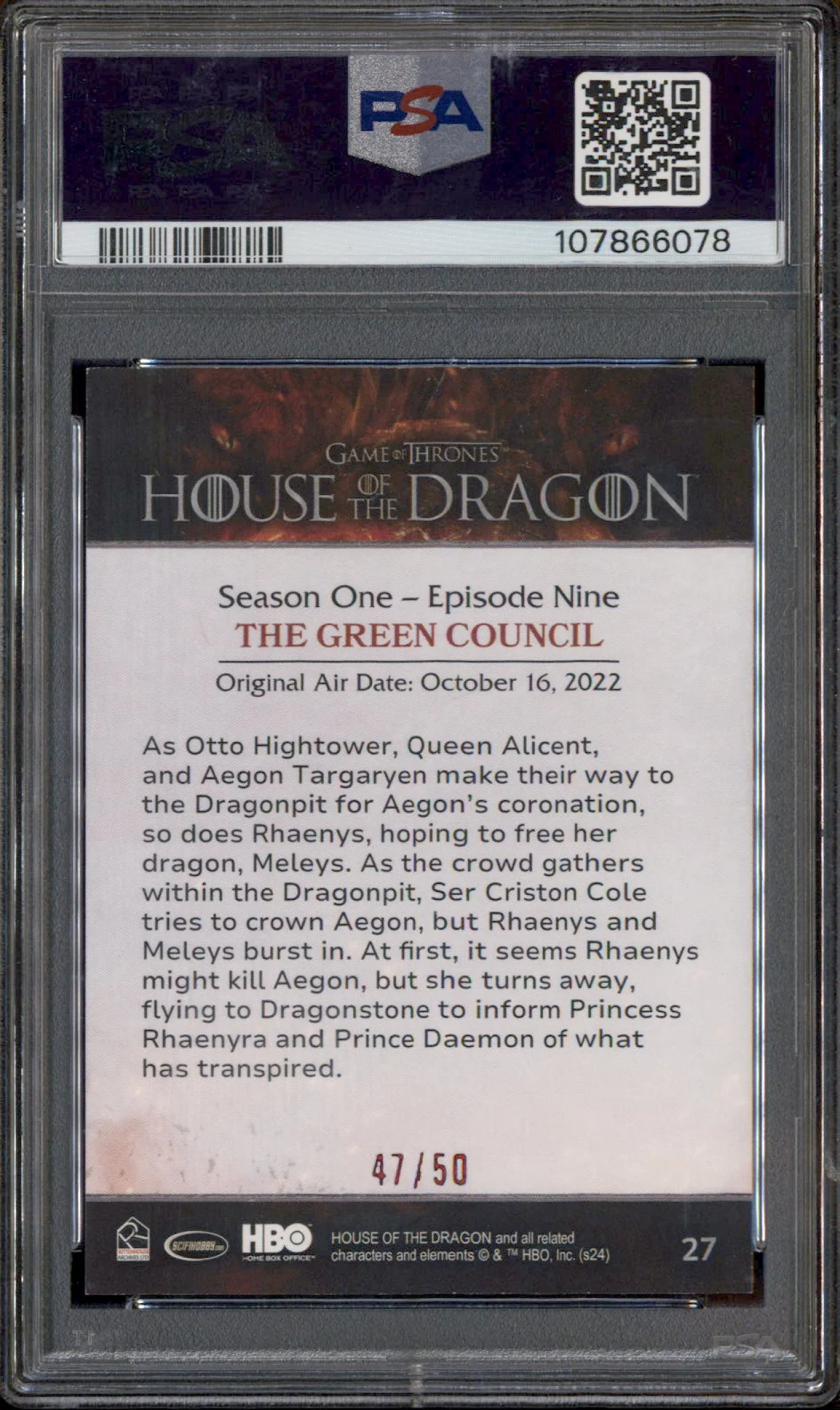 2024 Game of Thrones House of the Dragon Red Foil The Green Council /50 PSA 9 - Image 2