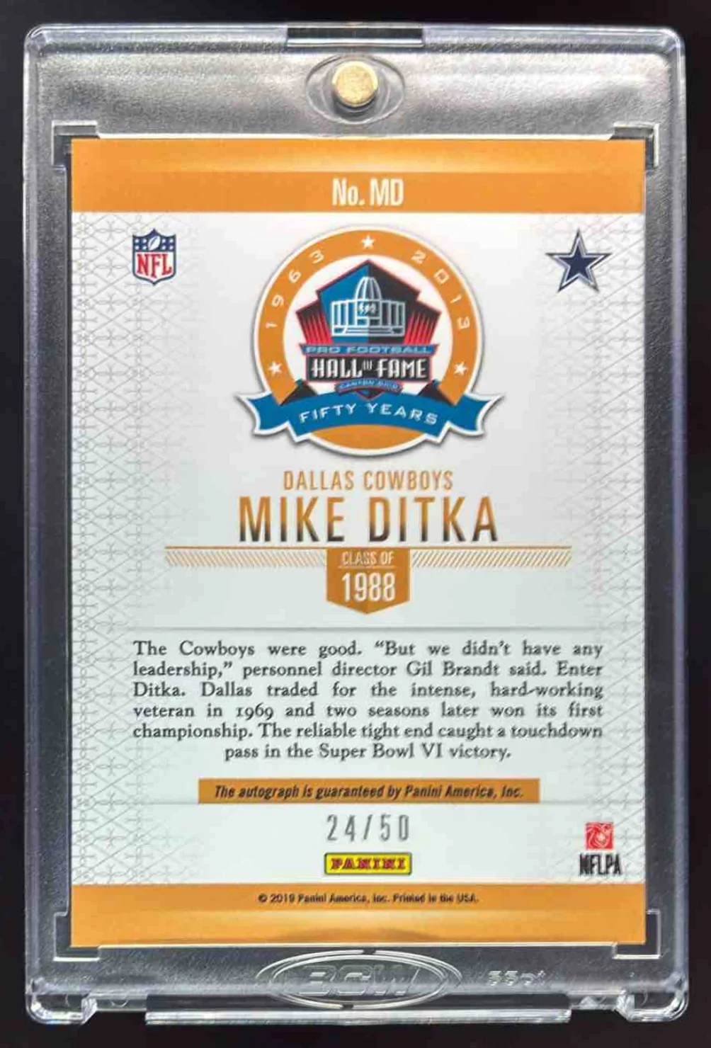 2019 Panini Hall of Fame Autograph Mike Ditka Auto /50 - Image 2