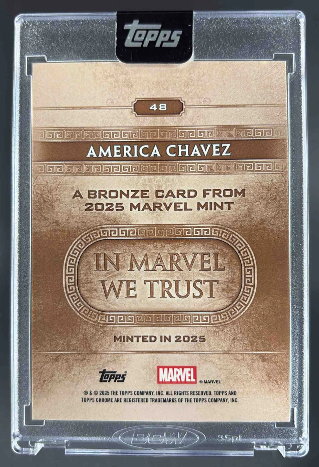 2025 Topps Mint Marvel Chrome Refractor #48 America Chavez Bronze /100 - Image 2