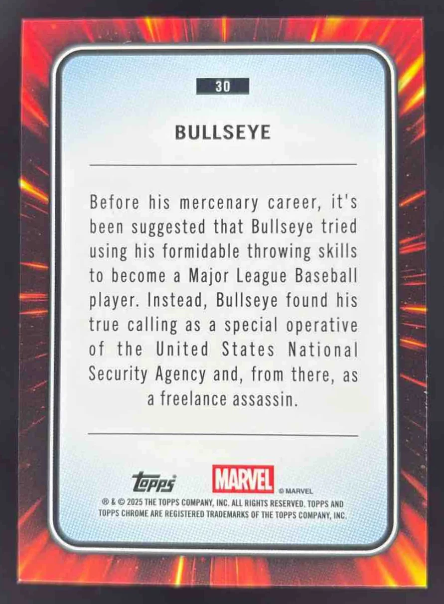 2025 Topps Chrome Marvel Rose Gold Mini Diamonds Refractor #30 Bullseye /40 - Image 2