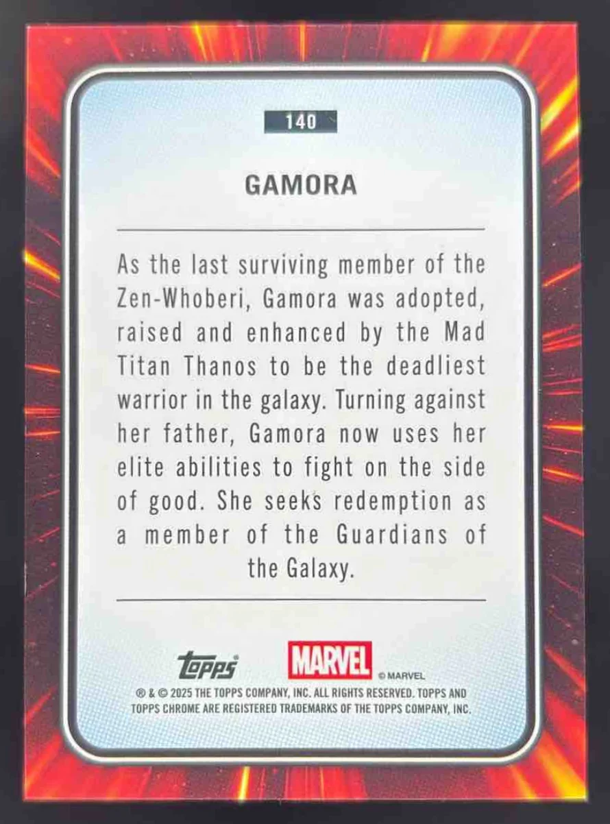 2025 Topps Chrome Marvel Gold Wave Refractor #140 Gamora /50 - Image 2