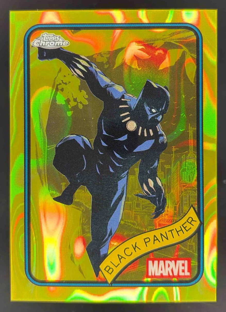 2025 Topps Chrome Marvel Yellow Lava Refractor #136 Black Panther