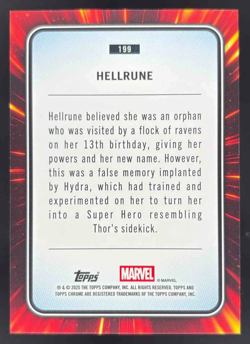 2025 Topps Chrome Marvel Yellow Lava Refractor #199 Hellrune - Image 2