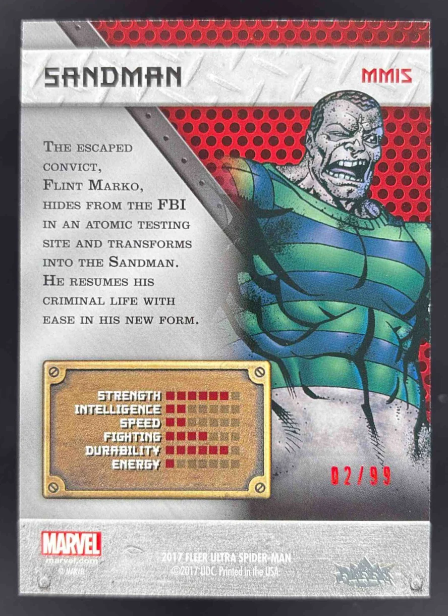 2017 Ultra Marvel Spider-Man Marvel Metal Precious Metal Gems Red Sandman /99 - Image 2