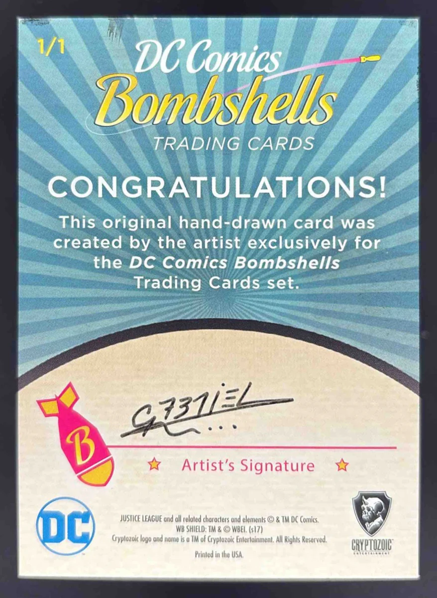 Cryptozoic DC Comics Bombshells Artist Signature Sketch Card 1/1 - Image 2