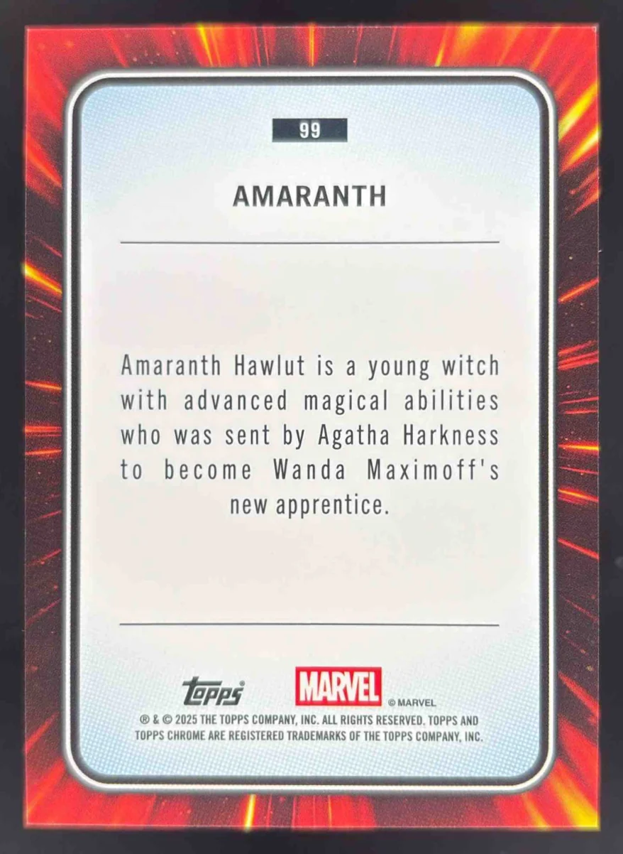 2025 Topps Chrome Marvel Gold Wave Refractor #99 Amaranth /50 - Image 2